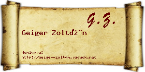 Geiger Zoltán névjegykártya